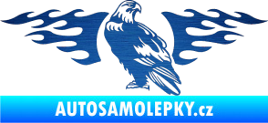 Samolepka Animal flames 094 levá orel škrábaný kov modrý