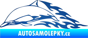 Samolepka Animal flames 099 levá delfín škrábaný kov modrý