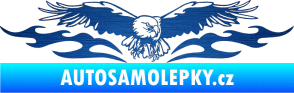 Samolepka Animal flames 100 pravá orel škrábaný kov modrý