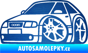 Samolepka Audi A3 karikatura levá škrábaný kov modrý