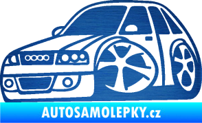 Samolepka Audi A4 karikatura levá škrábaný kov modrý