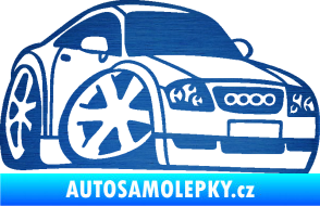 Samolepka Audi TT karikatura pravá škrábaný kov modrý