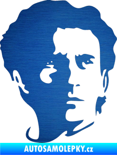 Samolepka Silueta Ayrton Senna pravá škrábaný kov modrý