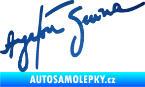 Samolepka Podpis Ayrton Senna škrábaný kov modrý