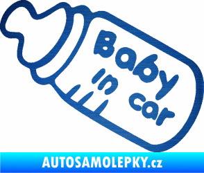 Samolepka Baby in car 001 lahvička na mlíčko škrábaný kov modrý
