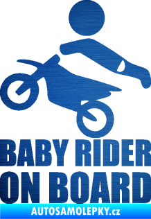 Samolepka Baby rider on board levá škrábaný kov modrý