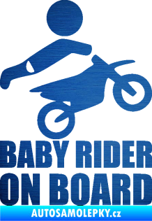 Samolepka Baby rider on board pravá škrábaný kov modrý