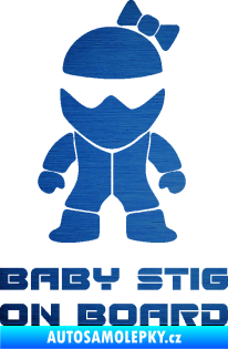 Samolepka Baby stig on board girl škrábaný kov modrý