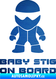 Samolepka Baby stig on board škrábaný kov modrý