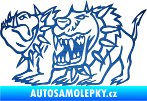 Samolepka Bad dogs levá zuřiví psi škrábaný kov modrý
