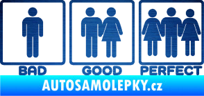 Samolepka Bad good perfect 002 nápis škrábaný kov modrý