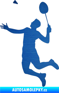 Samolepka Badminton 001 levá škrábaný kov modrý