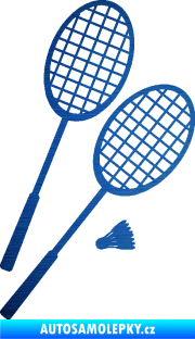 Samolepka Badminton rakety pravá škrábaný kov modrý