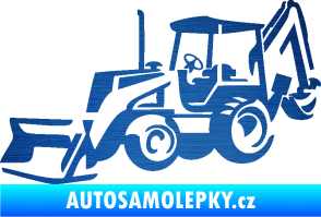Samolepka Bagr 002 levá škrábaný kov modrý