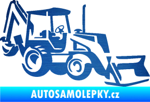 Samolepka Bagr 002 pravá škrábaný kov modrý