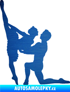 Samolepka Balet 002 levá taneční pár škrábaný kov modrý