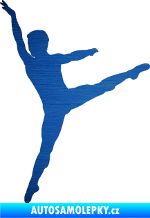 Samolepka Balet tanečník 001 levá škrábaný kov modrý