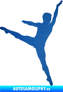 Samolepka Balet tanečník 001 pravá škrábaný kov modrý