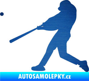 Samolepka Baseball 001 levá škrábaný kov modrý