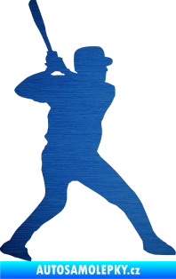 Samolepka Baseball 003 pravá škrábaný kov modrý