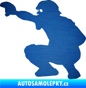 Samolepka Baseball 005 levá škrábaný kov modrý