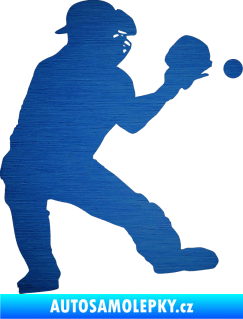 Samolepka Baseball 007 pravá škrábaný kov modrý