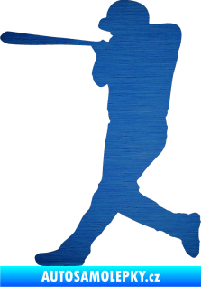 Samolepka Baseball 009 levá škrábaný kov modrý