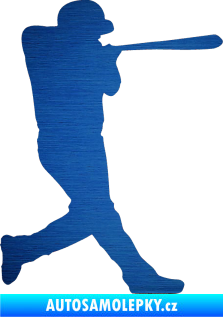 Samolepka Baseball 009 pravá škrábaný kov modrý