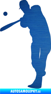 Samolepka Baseball 012 levá škrábaný kov modrý