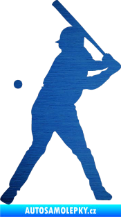 Samolepka Baseball 013 levá škrábaný kov modrý