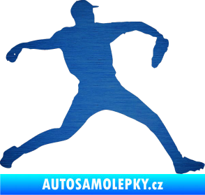 Samolepka Baseball 019 pravá škrábaný kov modrý