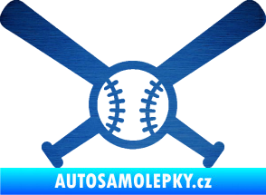 Samolepka Baseball míček a pálky škrábaný kov modrý