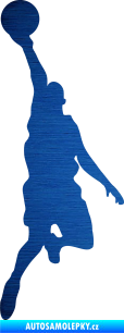 Samolepka Basketbal 004 levá škrábaný kov modrý