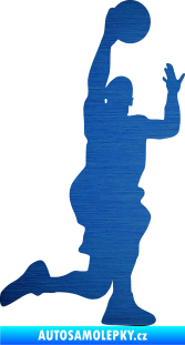 Samolepka Basketbal 005 pravá škrábaný kov modrý