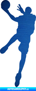 Samolepka Basketbal 006 levá škrábaný kov modrý