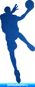 Samolepka Basketbal 006 pravá škrábaný kov modrý