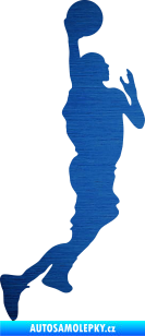 Samolepka Basketbal 007 pravá škrábaný kov modrý