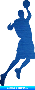 Samolepka Basketbal 008 pravá škrábaný kov modrý