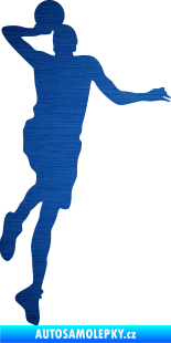 Samolepka Basketbal 014 pravá škrábaný kov modrý