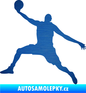 Samolepka Basketbal 002 levá škrábaný kov modrý