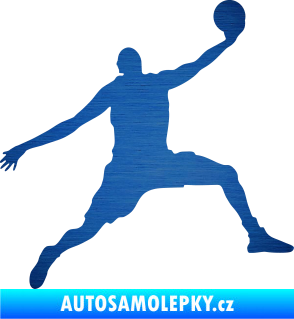 Samolepka Basketbal 002 pravá škrábaný kov modrý