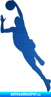 Samolepka Basketbal 003 levá škrábaný kov modrý