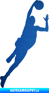 Samolepka Basketbal 003 pravá škrábaný kov modrý