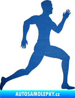 Samolepka Běžec 003 pravá škrábaný kov modrý
