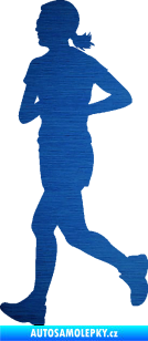 Samolepka Běžkyně 001 levá jogging škrábaný kov modrý