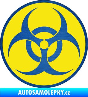 Samolepka Biohazard barevný  škrábaný kov modrý