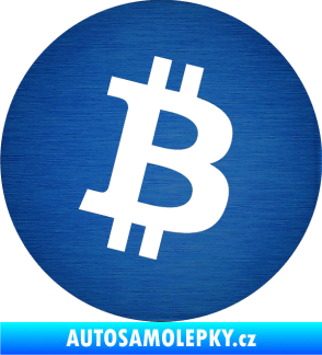 Samolepka Bitcoin 001 škrábaný kov modrý