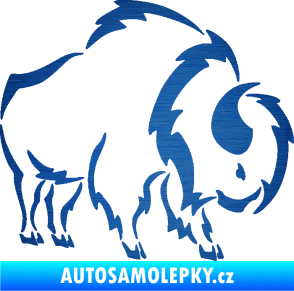 Samolepka Bizon 001 pravá škrábaný kov modrý