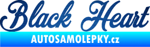 Samolepka Black Heart nápis škrábaný kov modrý