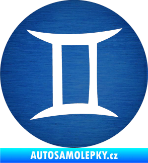 Samolepka Blíženci 001 - horoskop škrábaný kov modrý